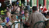 Families eating at our amusement park cafe 